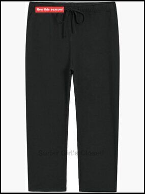 Plus Size Petite Cotton Pants with Pockets Straight Leg Elastic Waist